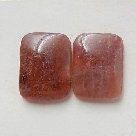 Natural Tourmaline Rectangle Gemstone Cabochon Pair, 18x14x4mm, 4.9g - MyGemGarden