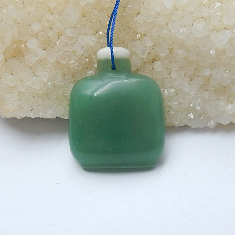 Natural Green Aventurine Pendant Bead 37x30x8mm, 14.4g