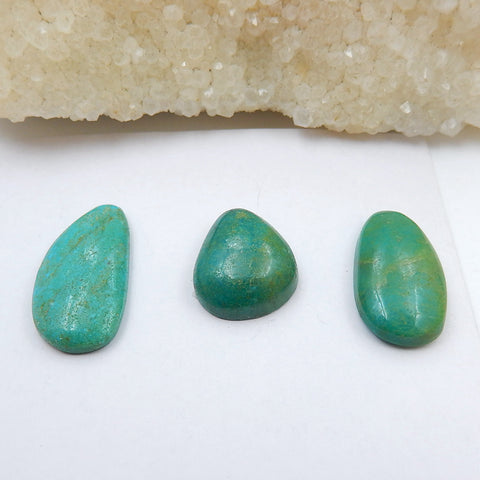 3 PCS Natural Turquoise Flatback Gemstone Cabochon, 22x11x4mm, 16x13x5mm, 5.7g - MyGemGarden