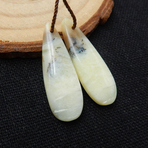 Natural Yellow Opal Teardrop Earrings Pair, stone for Earrings making, 28x10x4mm, 2.8g - MyGemGarden