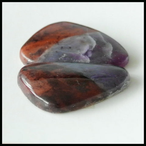 Natural Sugilite Gemstone Cabochon Pair, 18x11x4mm, 3.0g - MyGemGarden