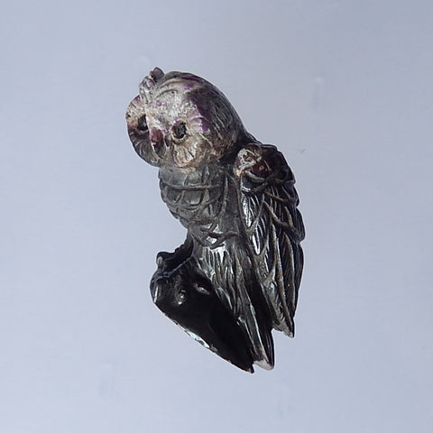 Natural Sugilite Gemstone Hand-Carved Owl Ornament, 61x31x22mm, 81.8g - MyGemGarden