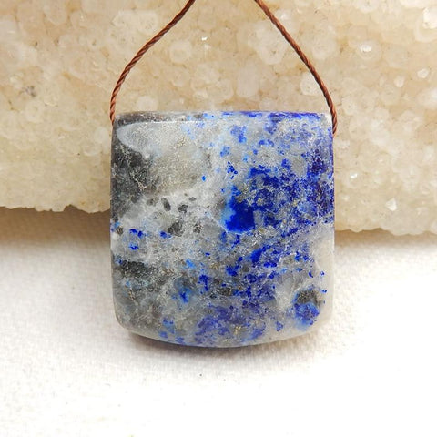 Natural Lapis Lazuli Drilled Gemstone Pendant Bead, 29x26x12mm, 19.3g - MyGemGarden