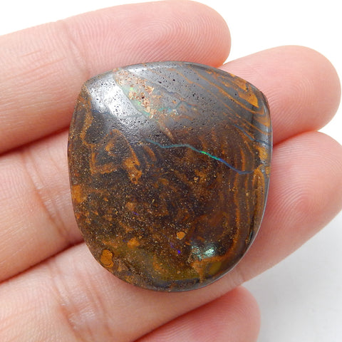 Natural Boulder opal Gemstone Cabochon, 28x25x9mm, 11.4g - MyGemGarden