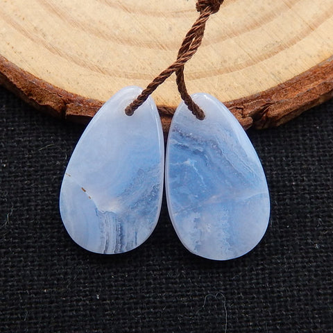 Natural Blue Lace Agate Earring Beads 18x10x4mm, 2.3g