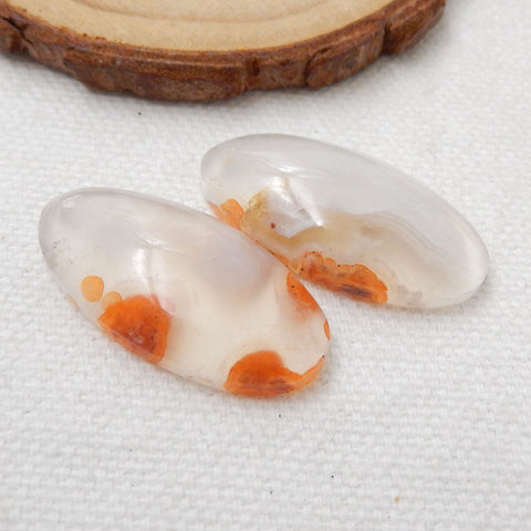 Agate Earrings Stone Pair, stone for earrings making, 30X15X6mm, 8.2g - MyGemGarden