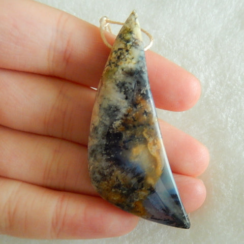 Natural Ocean Jasper Drilled Pendant Bead 56x21x7mm, 10.2g - MyGemGarden