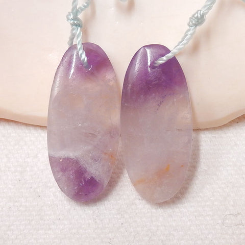 Amethyst Oval Earrings Stone Pair, stone for earrings making, 28x13x4mm, 5.3g - MyGemGarden