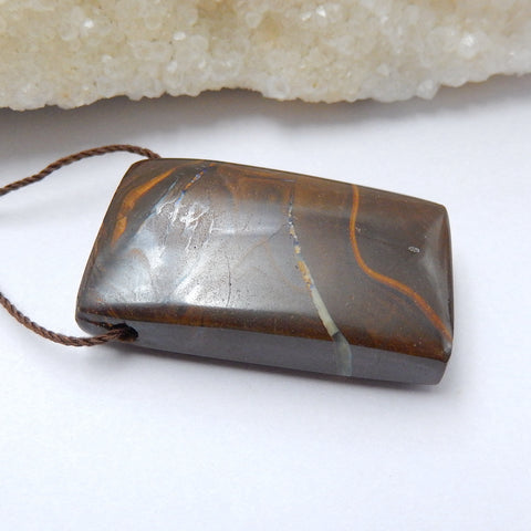 Natural Boulder opal Drilled Rectangle Gemstone Pendant Bead, 37x23x11mm, 20g - MyGemGarden