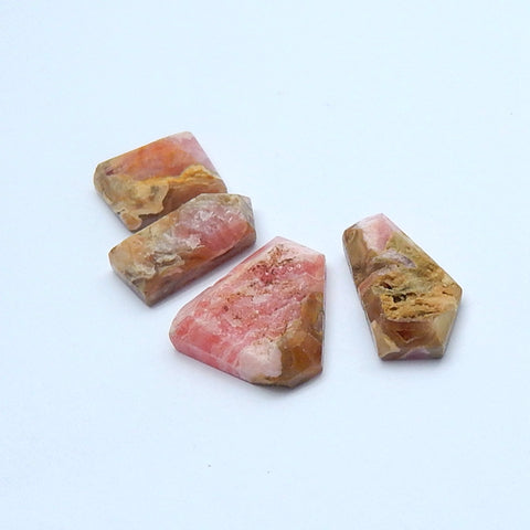 4 pcs Natural Argentina Rhodochrosite Gemstone Cabochons, 19x8x6mm, 19x19x5mm, 10.8g - MyGemGarden