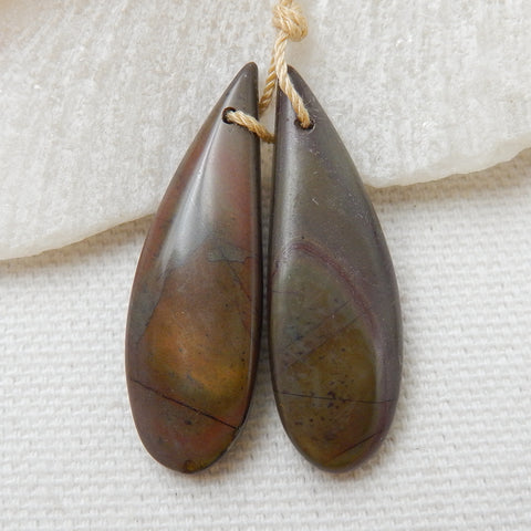 Natural Multicolor Picasso jasper Earrings Pair, stone for Earrings making, 33X11X5mm, 5.6g - MyGemGarden