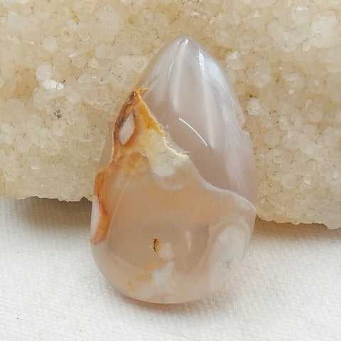 New Arrival Natural Sakura Agate teardrop Cabochon, 45x30x9mm, 17.9g - MyGemGarden