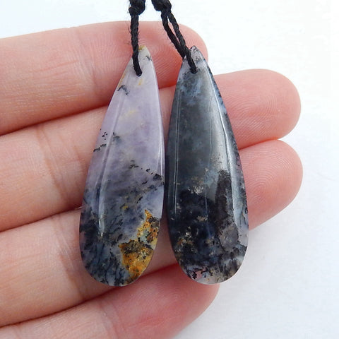 Natural Arborization Opal Teardrop Earrings Pair, stone for Earrings making, 39x13x4mm, 5.6g - MyGemGarden