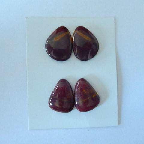 2 Pair Natural Mookaite  Jasper Cabochon 21x16x4mm,20x15x5mm,9.7g - MyGemGarden