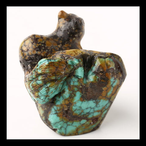 Turquoise Gemstone Squirrel Carved Ornament, 33x33x35mm, 40g - MyGemGarden