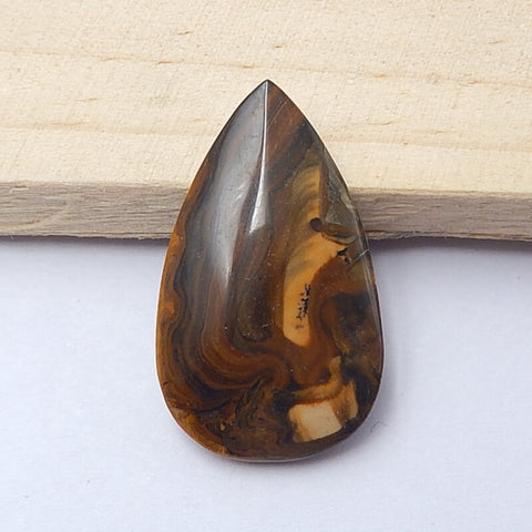 Natural Us Biggs Jasper Teardrop Gemstone Cabochon, 32x19x4mm, 3.9g - MyGemGarden