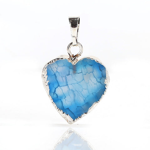 New! Silver Plated Crystal cluster Stone Heart Pendant Jewelry for Women, 21x20x7mm, 4.6g - MyGemGarden