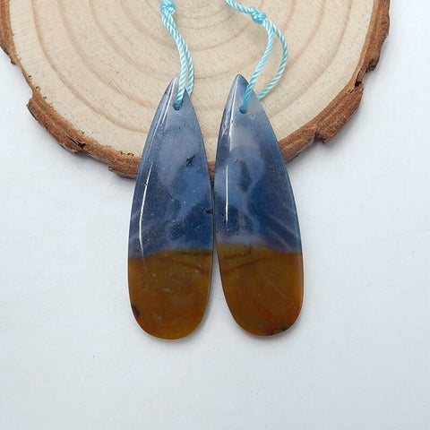 Natural Agate Teardrop Earrings Pair, stone for Earrings making, 42x14x3mm, 7.4g - MyGemGarden