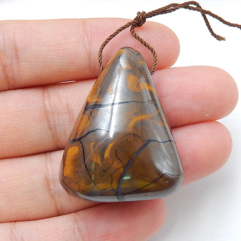 Perle pendentif en pierre gemme percée d'opale boulder ovale, 25x18x3mm, 2.7g