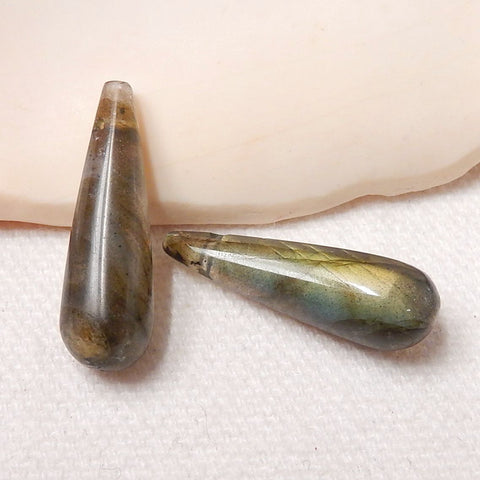 Labradorite Earrings Stone Pair, stone for earrings making, 24x8mm, 3.5g - MyGemGarden