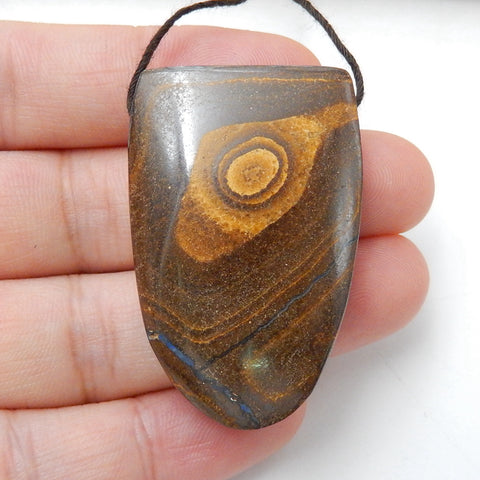 New, Natural Boulder opal Drilled Gemstone Pendant Bead, 39x24x11mm, 20.1g - MyGemGarden