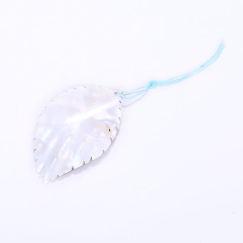 Natural Carving Shell Leaf Pendant, 37x60x7mm, 13g - MyGemGarden