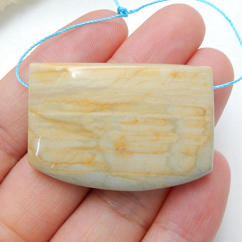 Natural Wave Jasper Gemstone Pendant Bead, 37x25x8mm, 15.7g - MyGemGarden