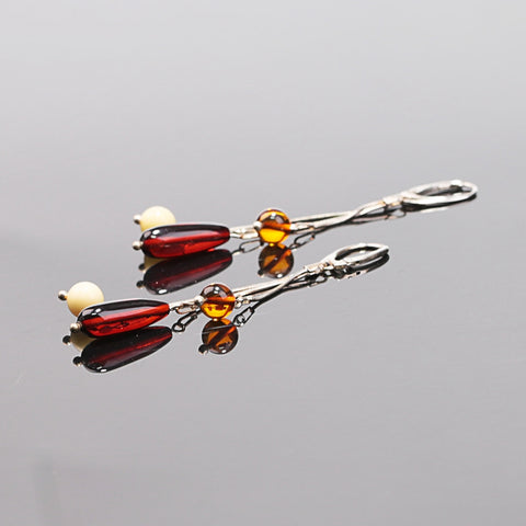 2018 New Design Hot Sale 925 Silver with Natural Amber Gemstone Earrings 5.3g - MyGemGarden