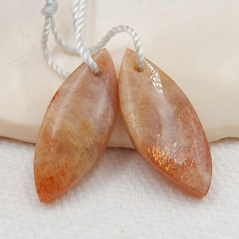 Sunstone Earrings Stone Pair, stone for earrings making, 22x9x4mm, 2.4g - MyGemGarden