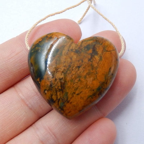 New design Green opal Drilled Heart Gemstone Pendant Bead, 30x28x12mm, 15.5g - MyGemGarden