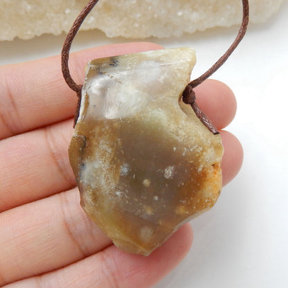 Natural Yellow Opal Gemstone Pendant, Natural Stone Jewelry, 42x29x18mm, 26.5g - MyGemGarden