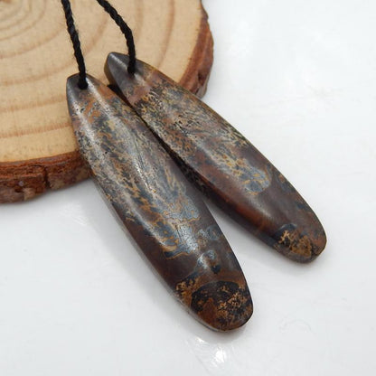 Chohua Jasper Teardrop Earrings Stone Pair, stone for earrings making, 39x10x5mm, 5.9g