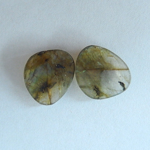 Natural Labradorite Cabochon Pair 16x14x3mm,2.3g - MyGemGarden