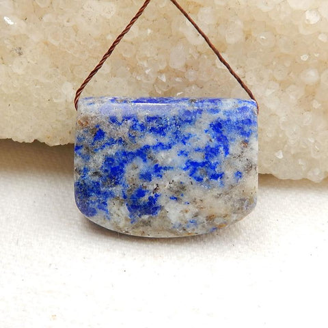 Natural Lapis Lazuli Drilled Gemstone Pendant Bead, 30x23x10mm, 13.9g - MyGemGarden