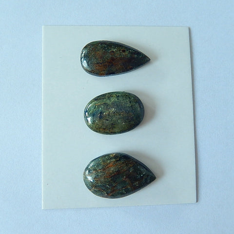 3 PCS Nugget Green Quartz Gemstone Natural Cabochons 25x16x7mm,21x15x6mm,13.5g - MyGemGarden