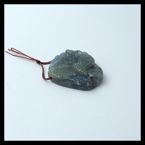 Carved Labradorite Butterfly Pendant, 32x29x7mm, 11.1g - MyGemGarden