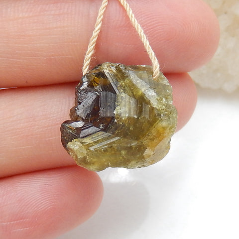 Natural Tourmaline Gemstone Pendant, Nugget Pendant, Tourmaline Pendant, 17x16x10mm, 5g - MyGemGarden