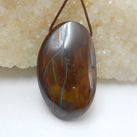 New, Natural Boulder opal Drilled Gemstone Pendant Bead, 36x22x10mm, 13g - MyGemGarden