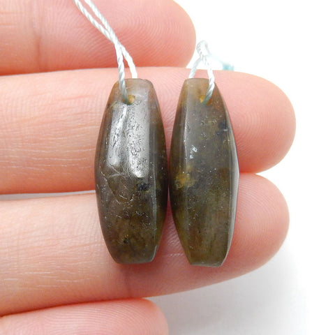 Natural Labradorite Drilled Stone Earrings Pair,s 22x8x7mm, 3.8g - MyGemGarden