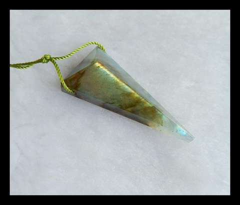 Labradorite Gemstone Faceted Pendant Bead, 39x18x11mm, 6.24g - MyGemGarden