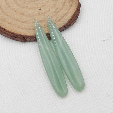 Dangle Earrings Stone Pair Nature Green Aventurine Teardrop Earrings Pair, 51x9x5mm, 6.9g