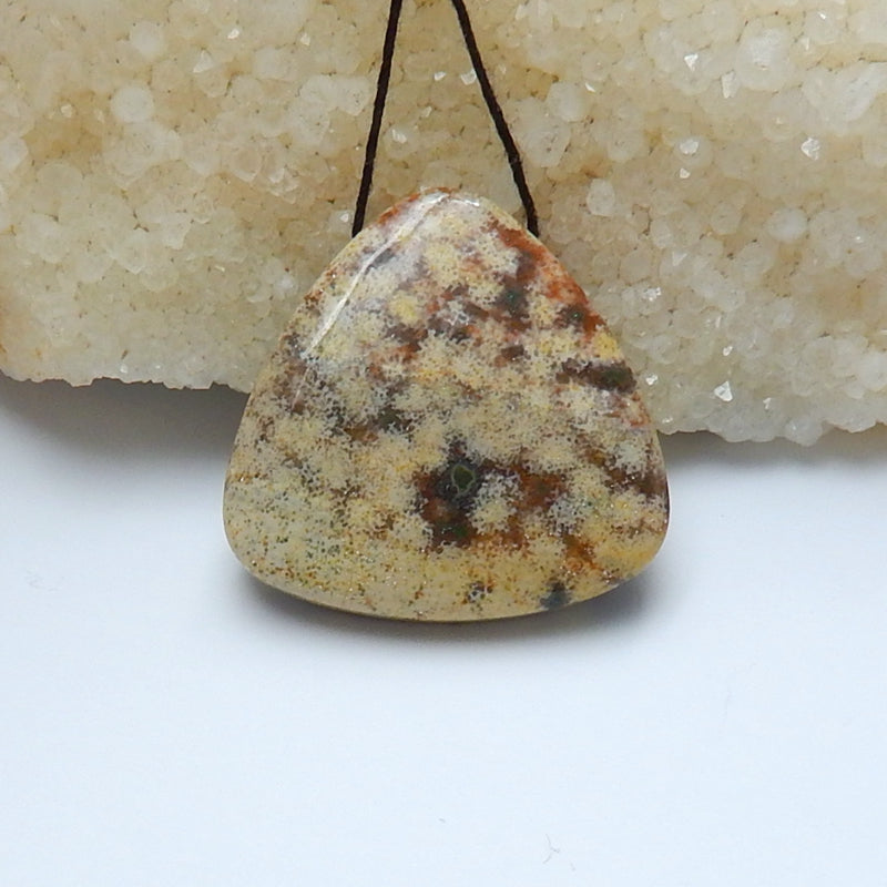 Indonesian Fossil Coral Drilled Triangle Pendant Bead, 36x35x9mm, 18.9g - MyGemGarden