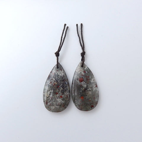 African Blood Stone Earrings Pair 33x18x6mm,11.6g - MyGemGarden