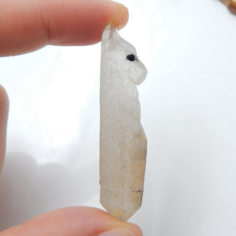 New Arrival Quartz Hand Carved Wolf head Cabochon, Animal Gemstone Decoration, 50x13x12mm, 10.3g - MyGemGarden