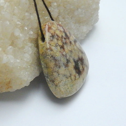 Indonesian Fossil Coral Drilled Triangle Pendant Bead, 36x35x9mm, 18.9g - MyGemGarden