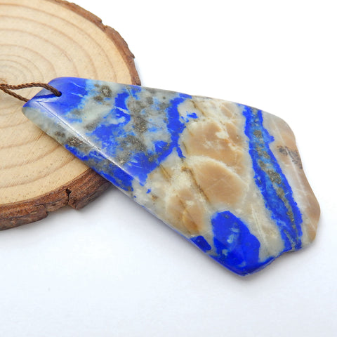 Nugget Lapis Lazuli Material Gemstone Pendant Bead, 67x42x5mm, 21.3g - MyGemGarden