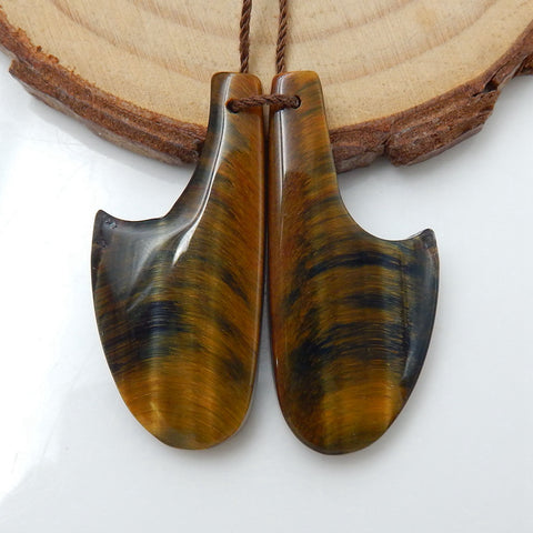 Hot sale Tiger-Eye Earrings Pair, stone for Earrings making, 33X15X5mm, 6.8g - MyGemGarden