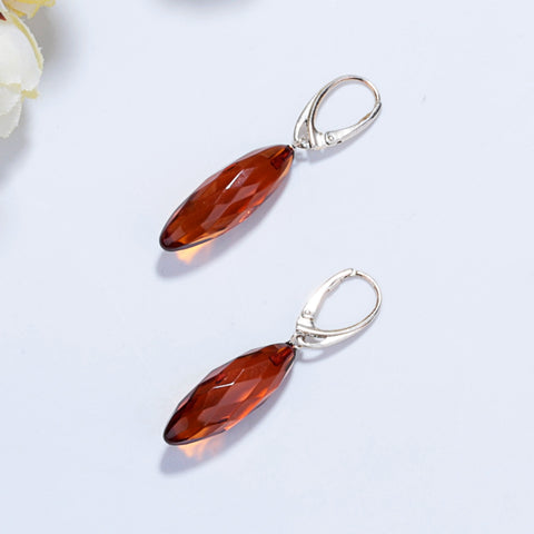 New Design Hot Sale 925 Silver with Natural Amber Gemstone Earrings 4.1g - MyGemGarden