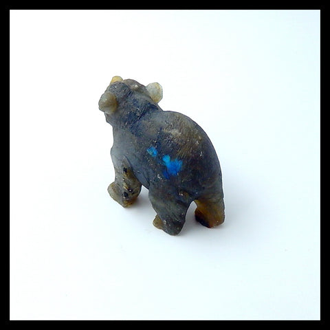 Labradorite Carved Bear, 65X35X22mm, 53g - MyGemGarden