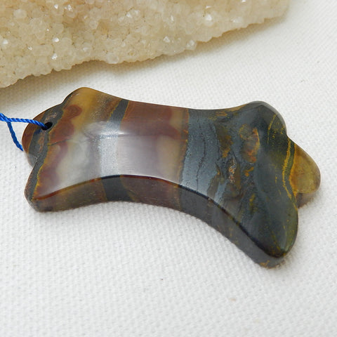 Natural Iron Tiger¡¯Eye Drilled Gemstone Pendant Bead, 61x39x10mm, 38.1g - MyGemGarden